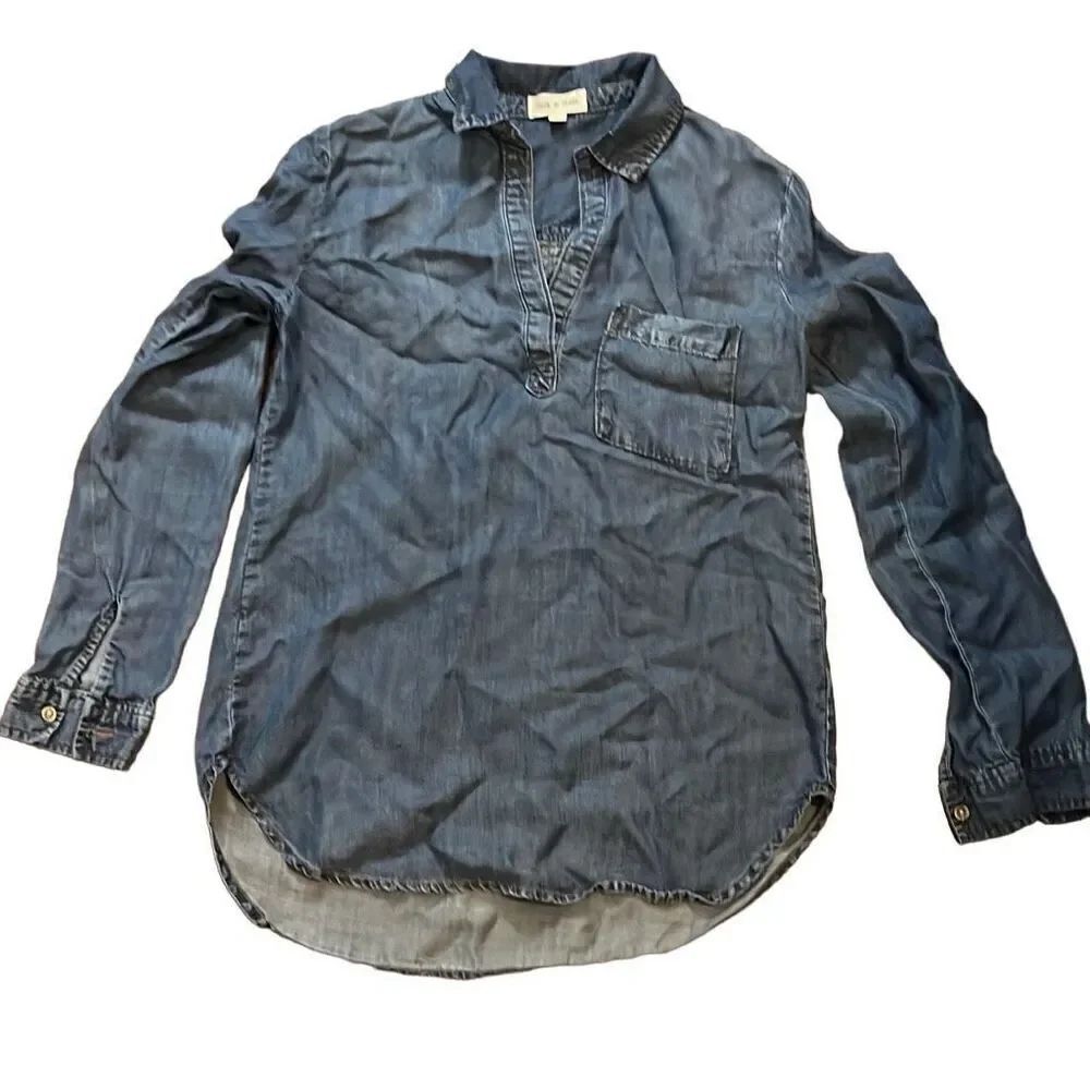 Cloth and stone denim popover size small